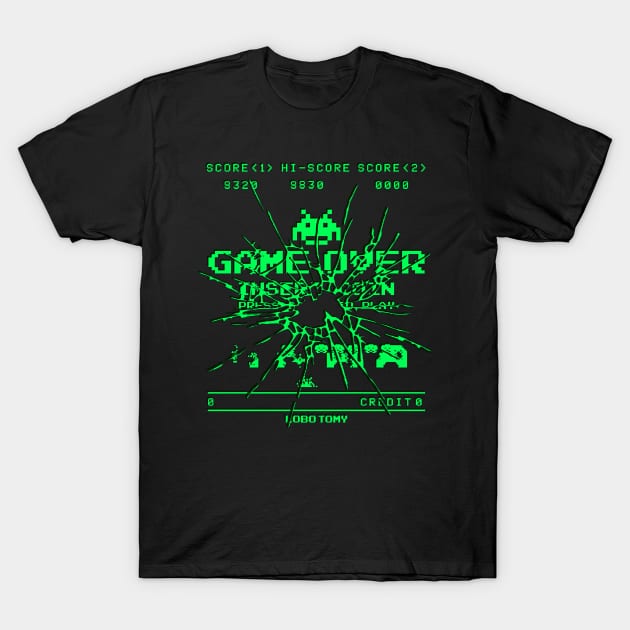 GAME OVER retro arcade game by LOBO TOMY T-Shirt by boozecruisecrew